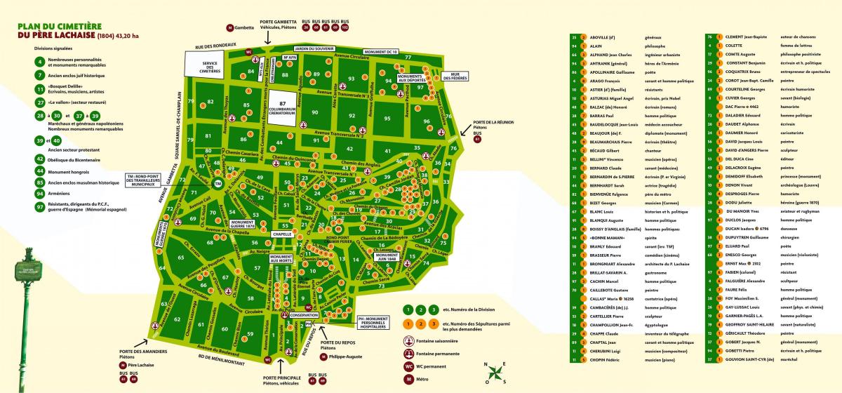 Mapa de Père-Lachaise Cementiri