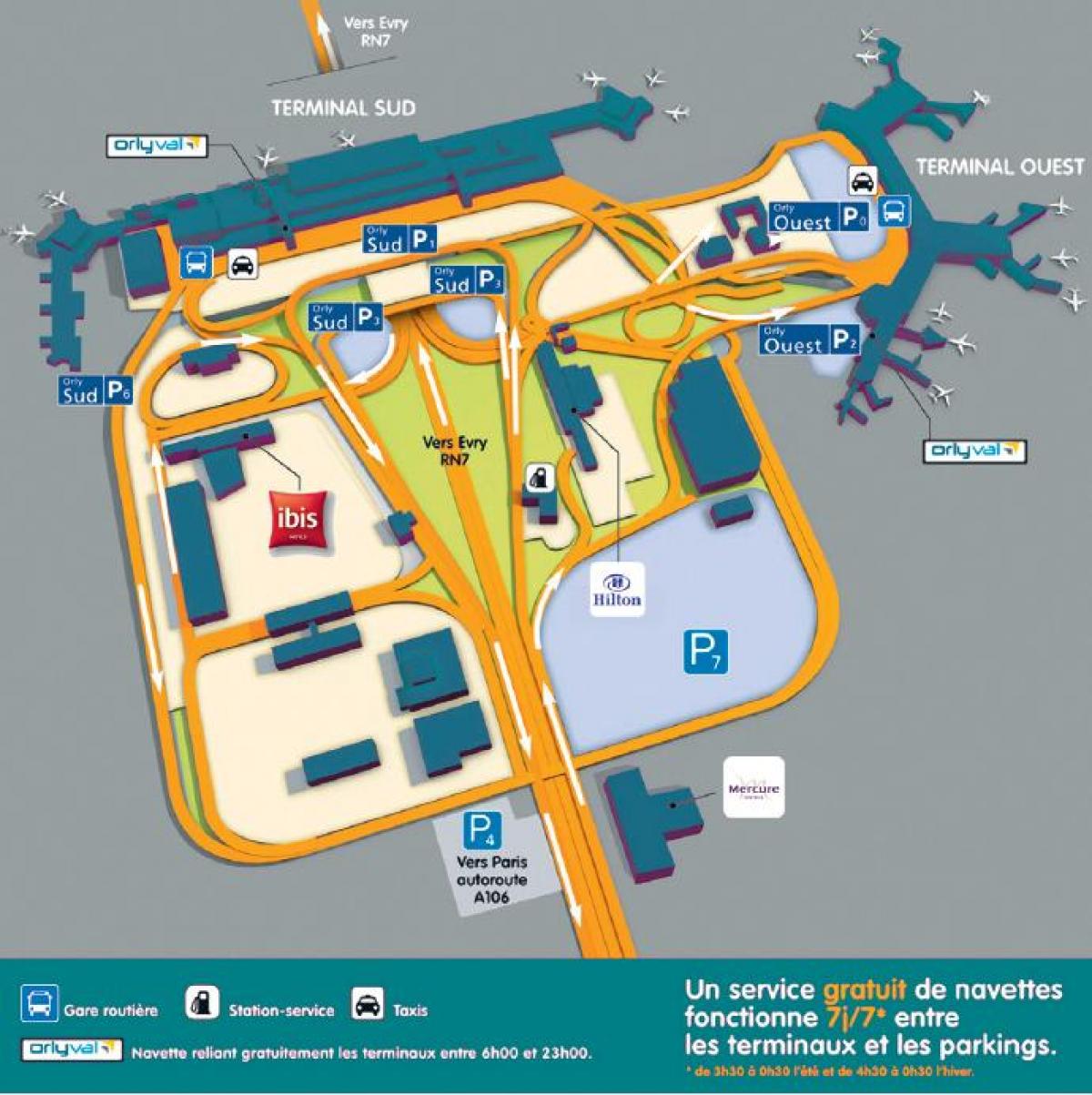 Mapa de l'aeroport d'Orly