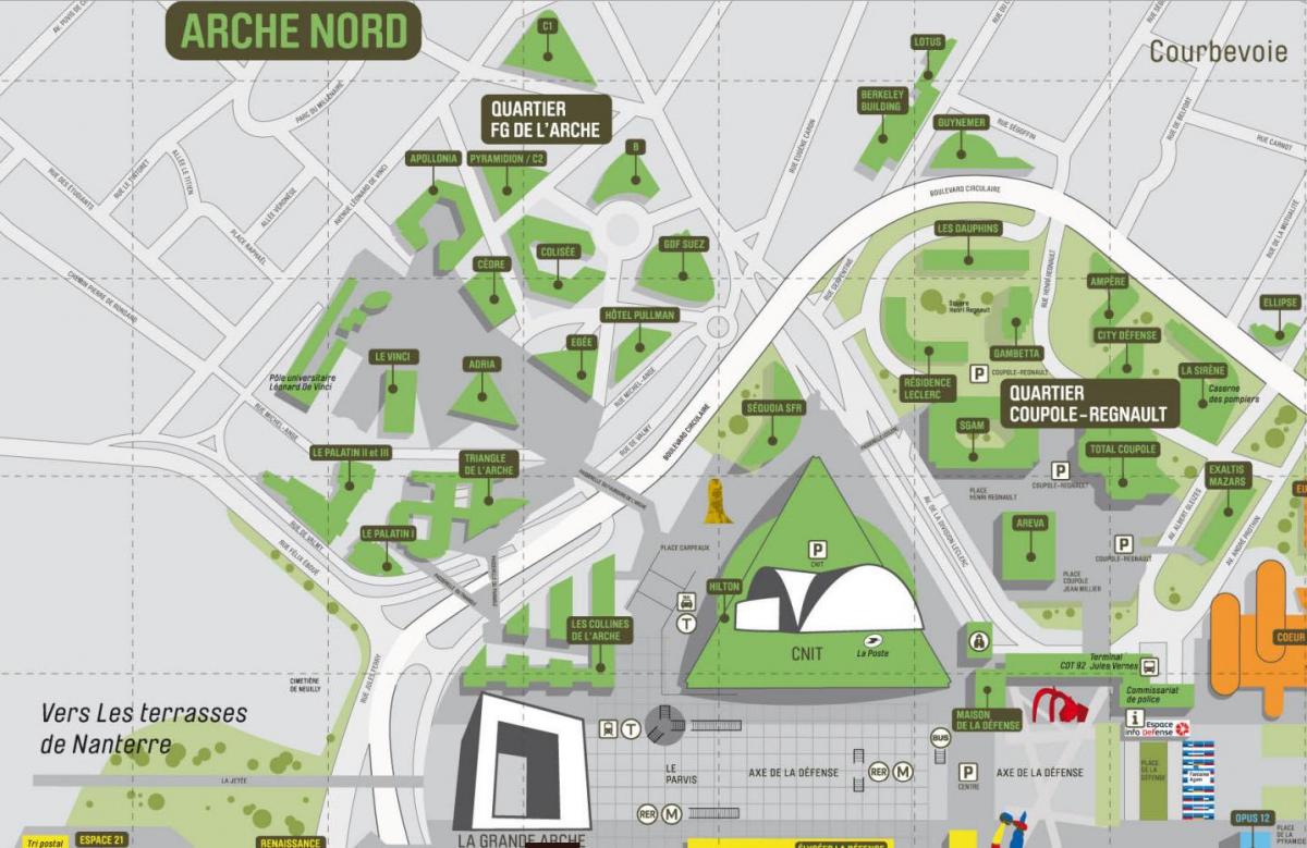Mapa de La Défense Nord Arche