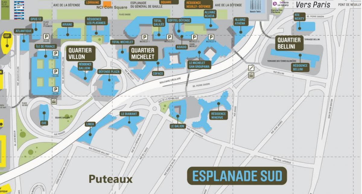 Mapa de La Défense Sud Esplanada