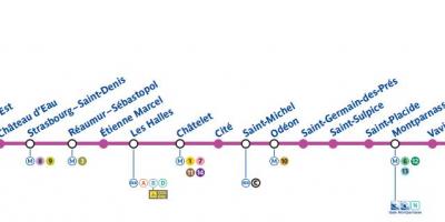 Mapa de París, metro línia 4