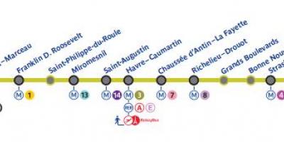 Mapa de París de metro de la línia 9