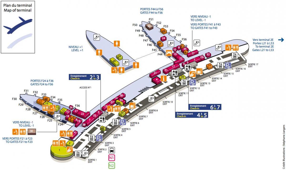 Mapa de CDG airport terminal 2 F