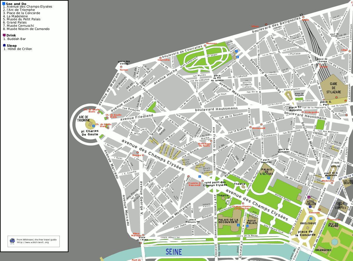 Mapa del districte 8è de París