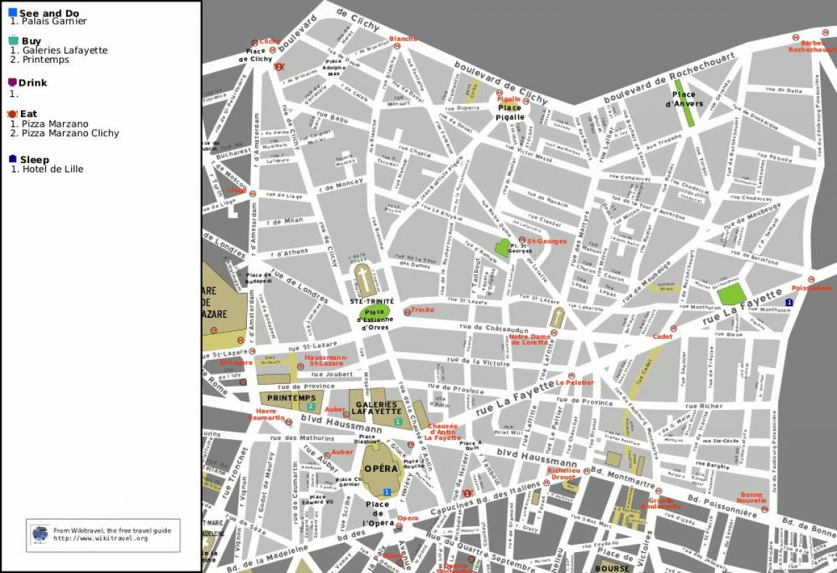 Mapa del districte 9 º de París
