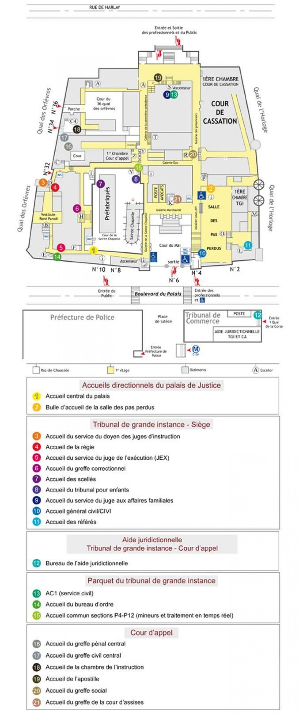Mapa del Palau de Justícia de París
