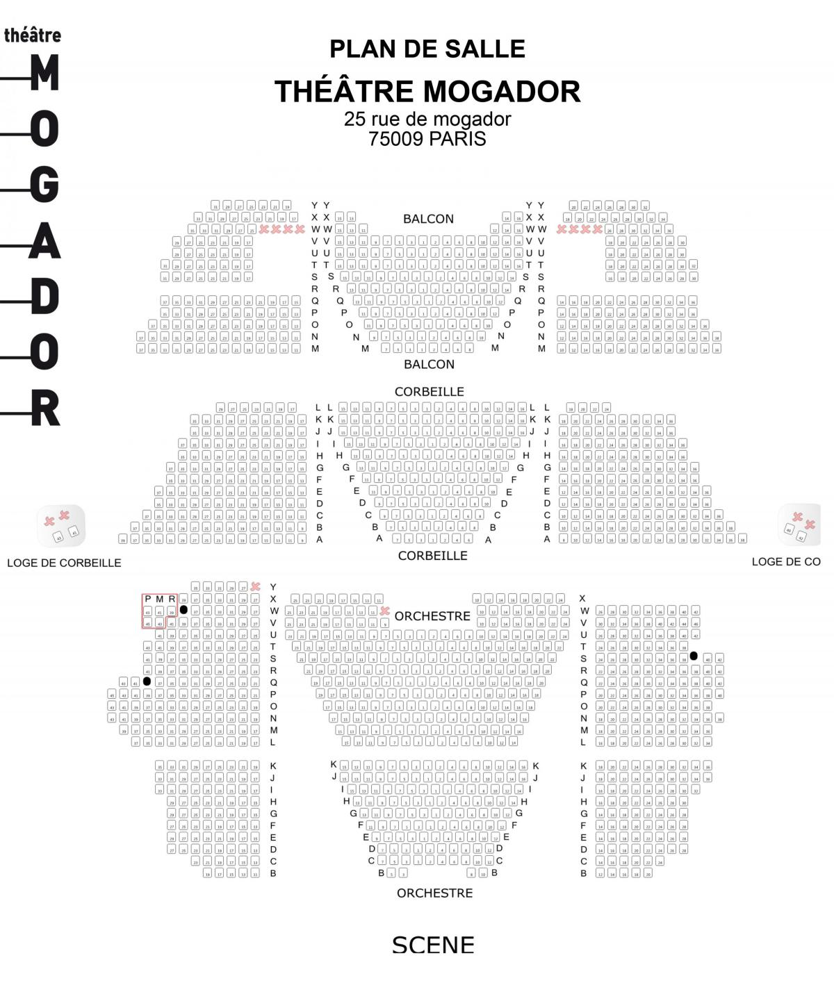 Mapa del Théâtre Mogador