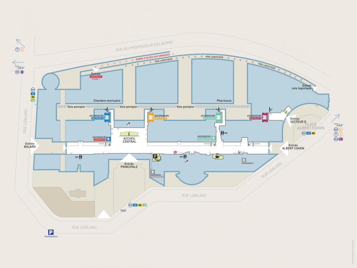 Mapa de Georges-Pompidou de l'hospital