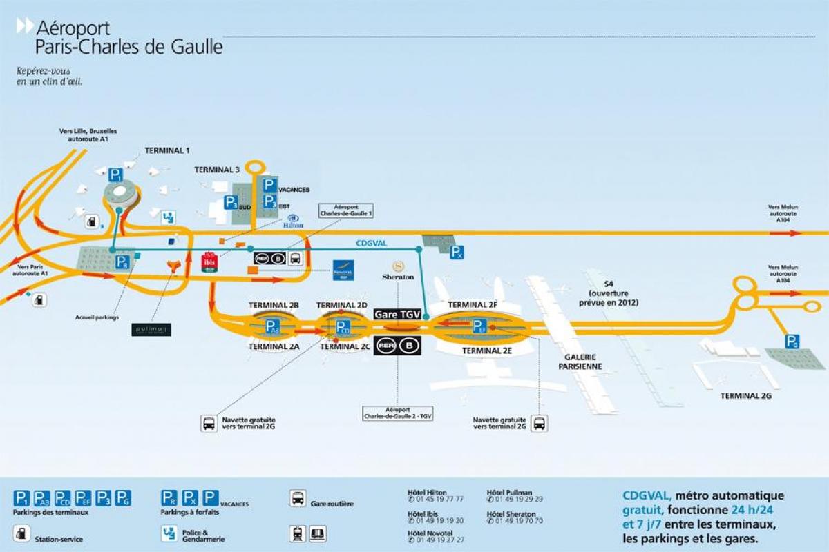 Mapa de l'aeroport Charles de Gaulle