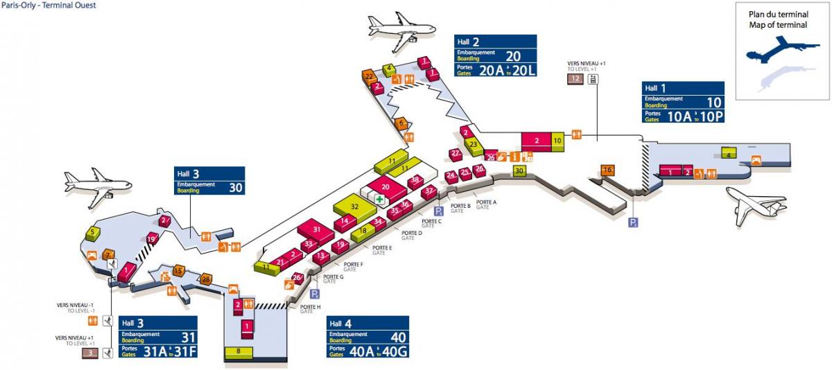 Mapa de l'Oest de l'aeroport d'Orly