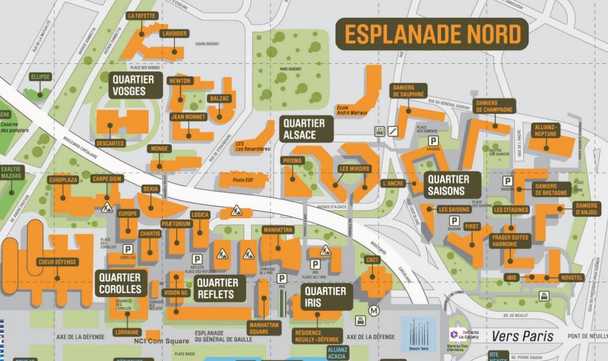 Mapa de La Défense Nord Esplanada