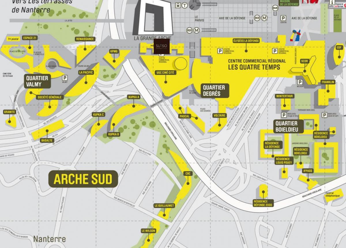 Mapa de La Défense Sud Arche