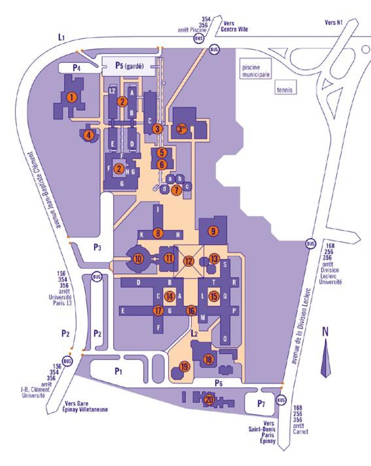 Mapa de la Universitat París 13