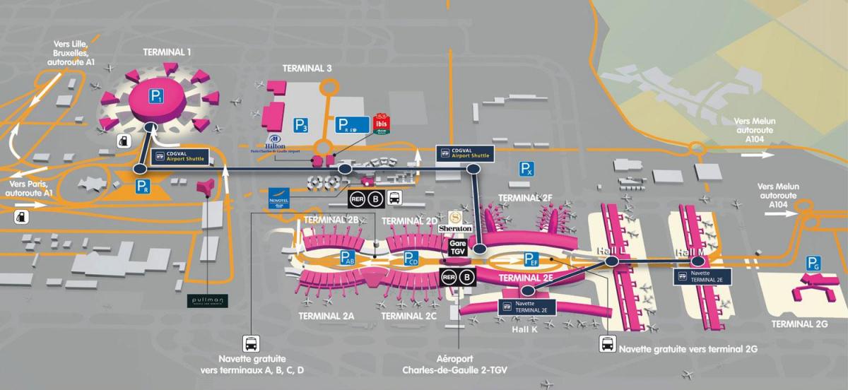 Mapa de l'aeroport de Roissy
