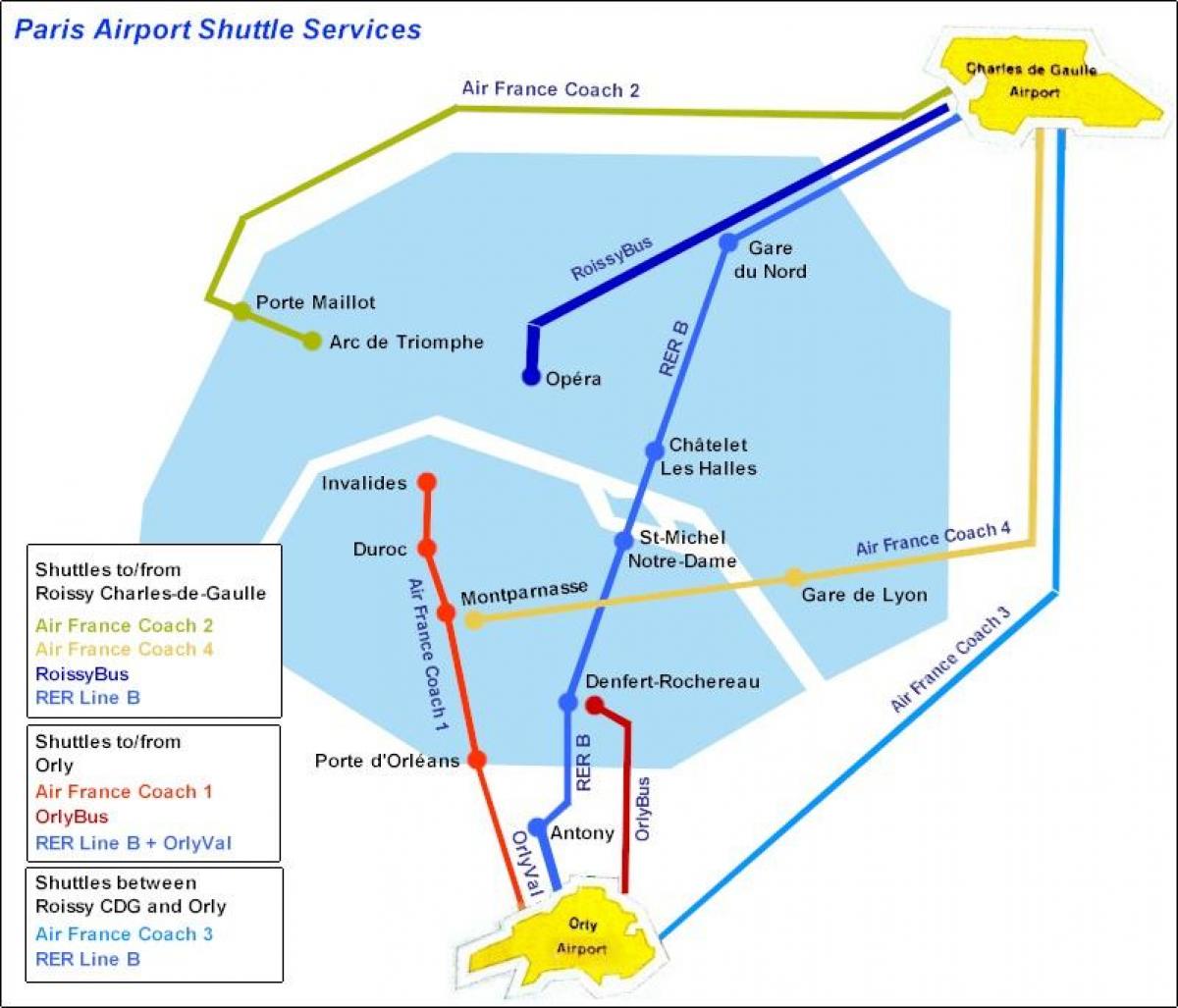 Mapa de París de trasllat a l'aeroport