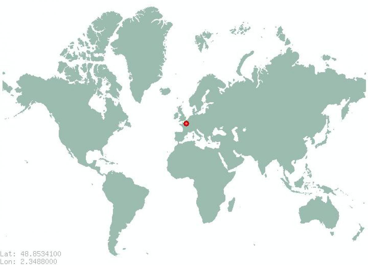 Mapa de parís, en el mapa del Món