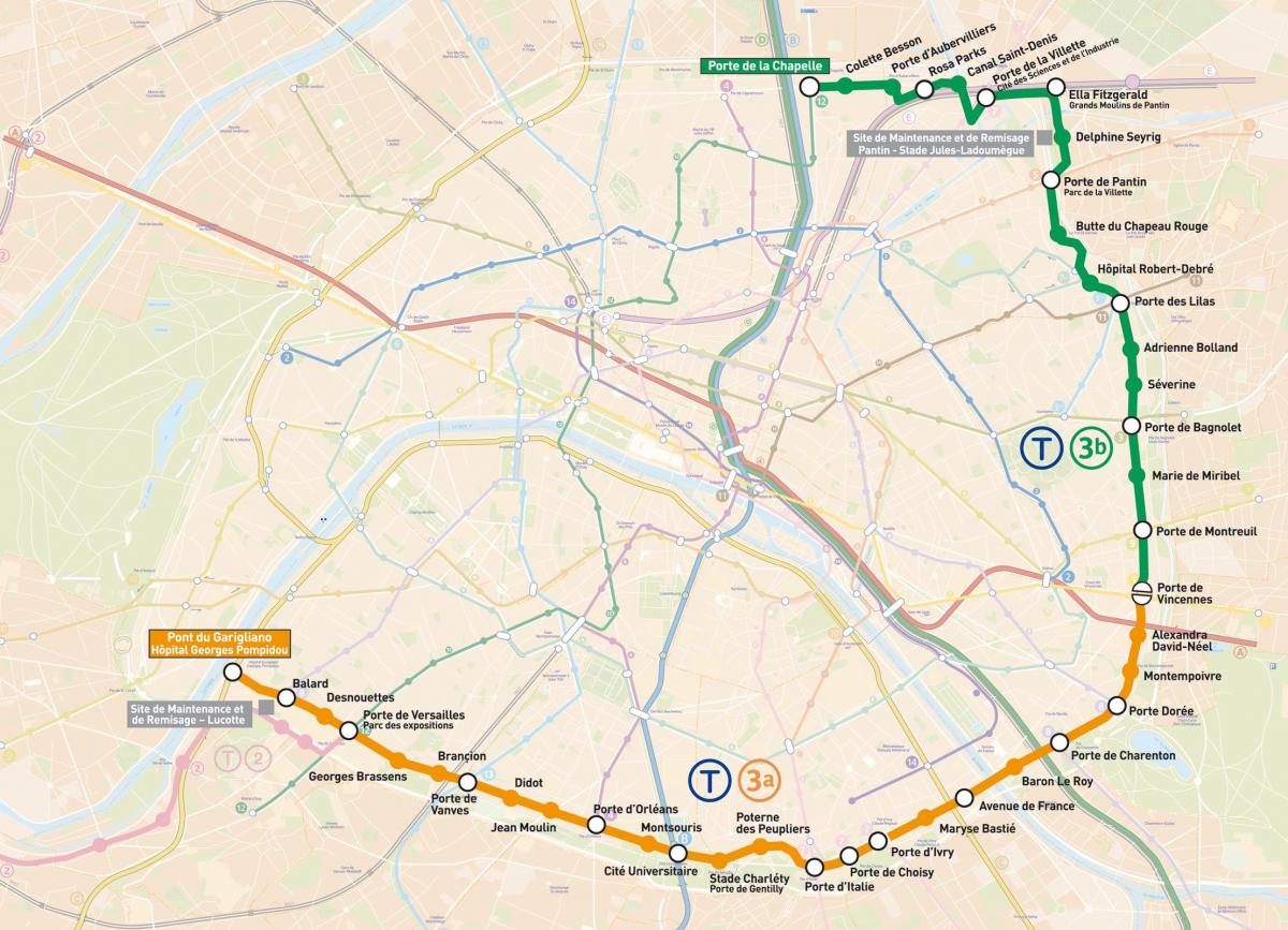 Mapa de París Tramways