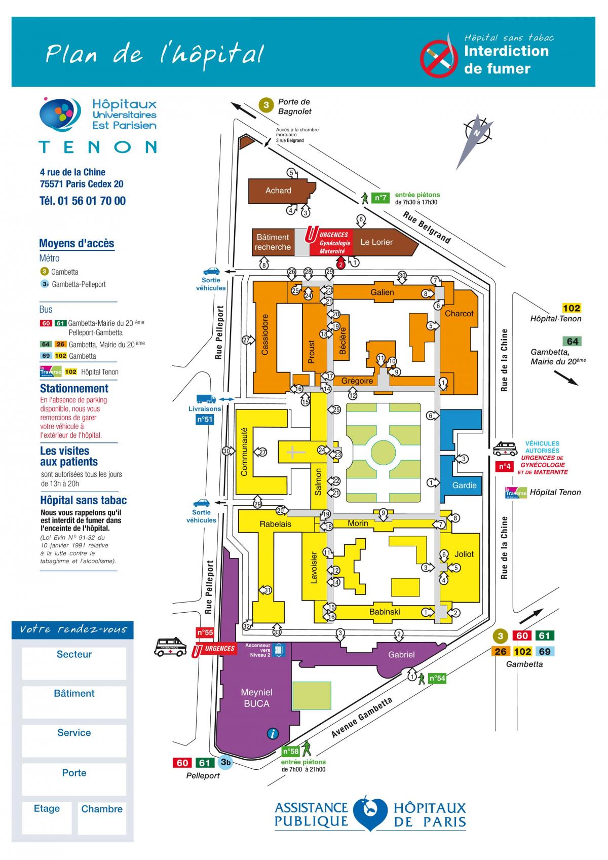 Mapa de l'hospital Tenon