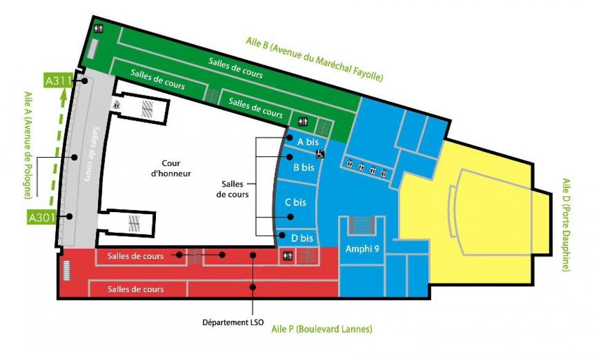 Mapa de la Universitat Dauphine - planta 3
