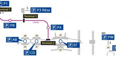 Mapa de l'aparcament de l'aeroport de Roissy
