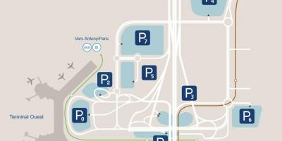 Mapa de l'aeroport d'Orly aparcament