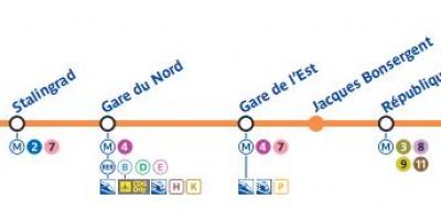 Mapa de París de metro de la línia 5,