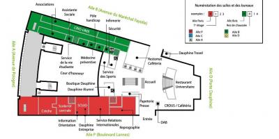Mapa de la Universitat Dauphine - planta baixa